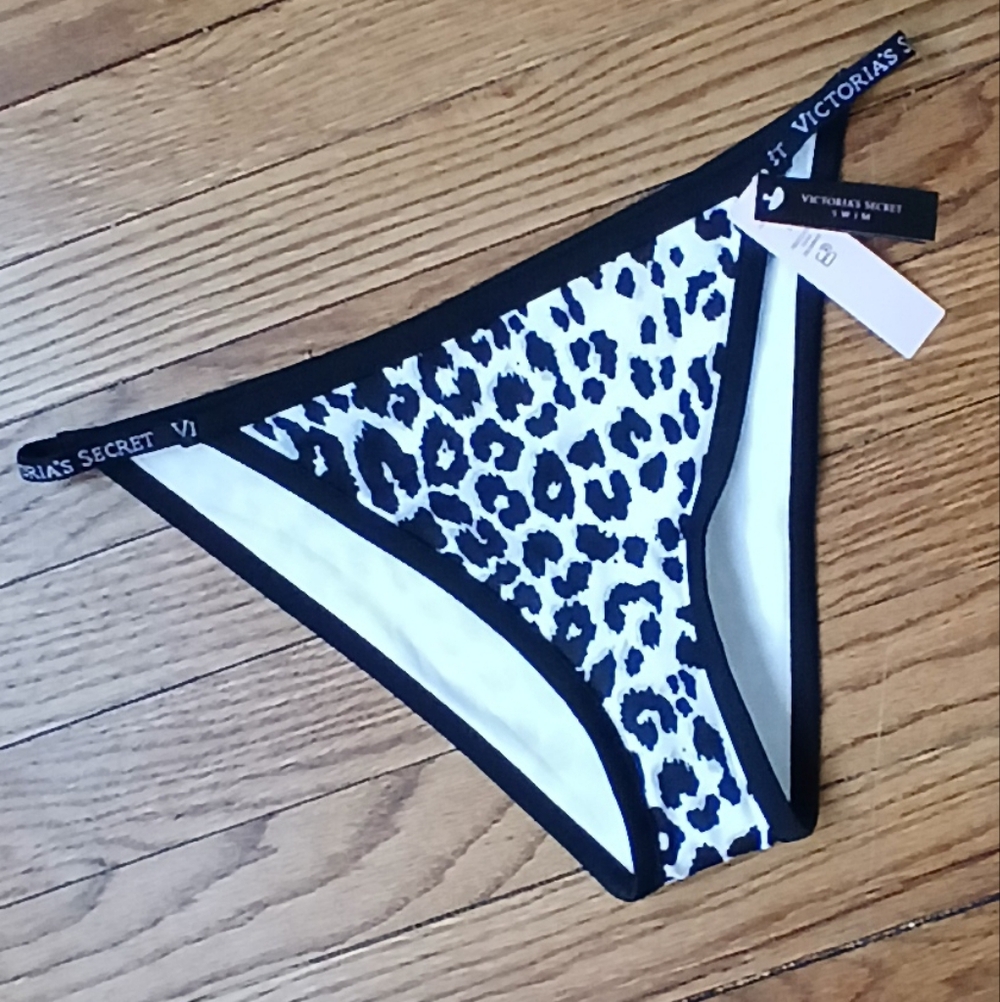 NWT❤️. Victoria's Secret Swim Black & White Leopard Print Bikini Bottom❤️ - Picture 4 of 8